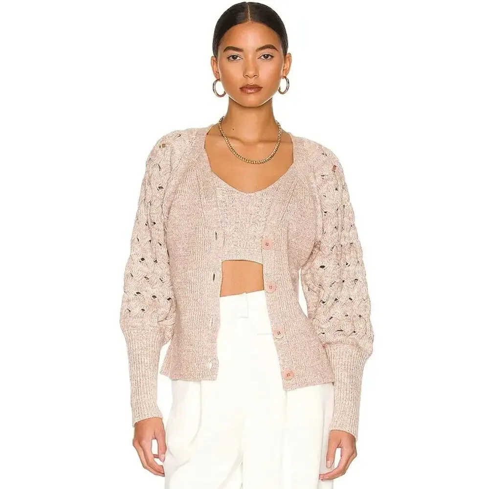 Jonathan Simkhai Olive Sweater Cardigan Ivory Dust Revolve Boho Casual Size S